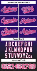 Purple Black Pink-Purple Gradient Two-Button Softball Jersey 3