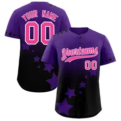 Purple Black Pink Rising Stars Gradient Baseball Jersey 1