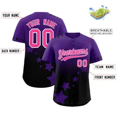 Purple Black Pink Rising Stars Gradient Baseball Jersey 2