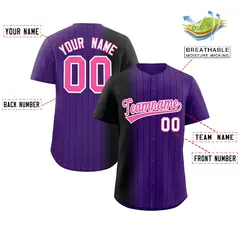 Purple Black Pinstripe Gradient Baseball Jersey 2