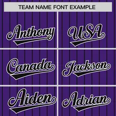 Purple Black Pinstripe Raglan Full-Snap Letterman Baseball Jacket 3