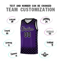 Purple Black Plaid Basketball Jersey for Teams 4