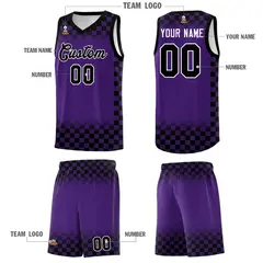 Purple Black Plaid Basketball Jersey for Teams 5