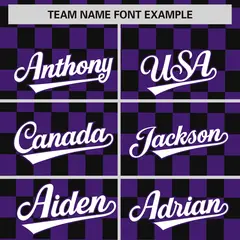 Purple Black Plaid Fashion Authentic Baseball Jersey 3