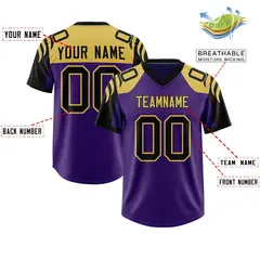 Purple Black Raglan Authentic Football Jersey 2