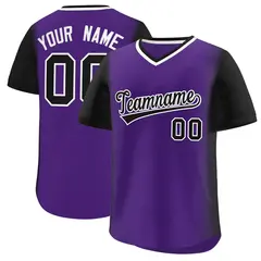 Purple Black Raglan Pullover Authentic Baseball Jersey 1