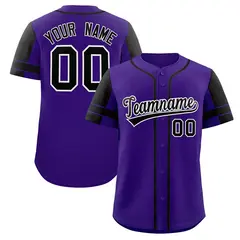 Purple Black Raglan Sleeves Authentic Baseball Jersey