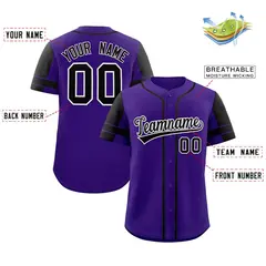 Purple Black Raglan Sleeves Authentic Baseball Jersey 2