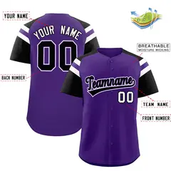 Purple Black Raglan Sleeves Contrast Baseball Jersey 2