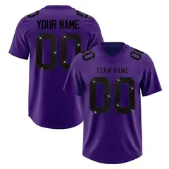 Purple Black Sequin Lettering Football Jersey