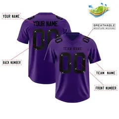 Purple Black Sequin Lettering Football Jersey 2