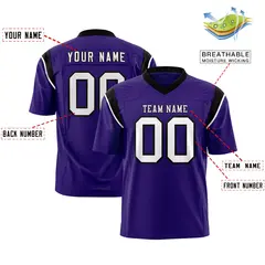 Purple Black Shoulder Cut Two-Tone Flag Football Jersey 2
