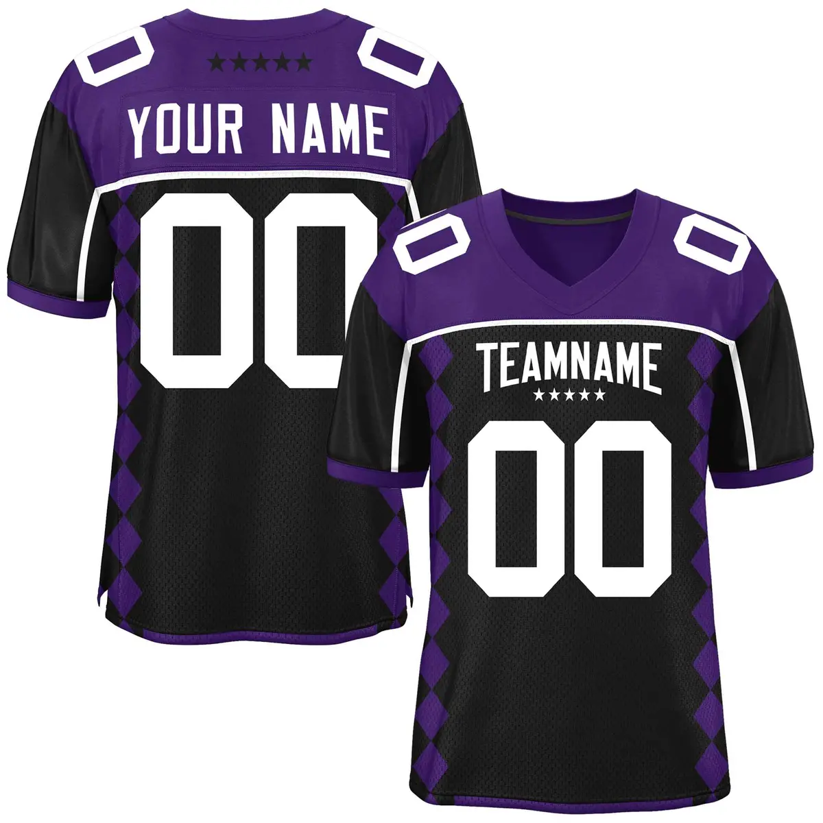Purple Black Side Blocks Raglan Authentic Football Jersey