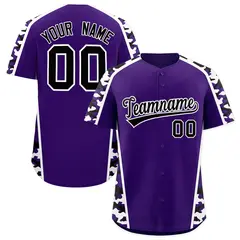 Purple Black Side Camo Baseball Jersey