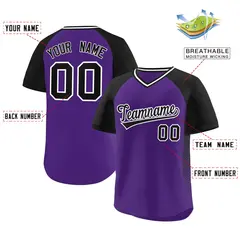 Purple Black Side Spot Raglan Pullover Baseball Jersey 2