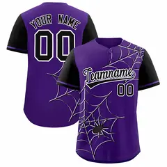 Purple Black Spider Web Raglan Baseball Jersey 1