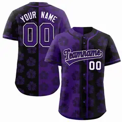 Purple Black Split Flower Graffiti Authentic Baseball Jersey 1