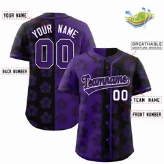 Purple Black Split Flower Graffiti Authentic Baseball Jersey 2