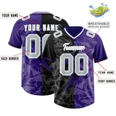 Purple Black Split Lightning Pattern Football Jersey 2