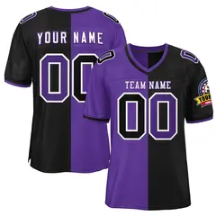 Purple Black Split Two Tone Authentic Football Jersey 1