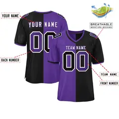 Purple Black Split Two Tone Authentic Football Jersey 2