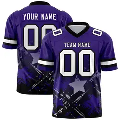 Purple Black Star Gradient Flag Football Jersey