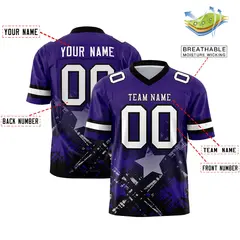 Purple Black Star Gradient Flag Football Jersey 2