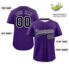 Purple Black Star Graffiti Pattern Authentic Baseball Jersey 2