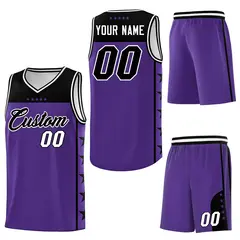 Purple Black Star Pattern Uniform Basketball Jersey 6