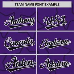 Purple Black Star Pattern Varsity Full-Snap Letterman Baseball Jacket 3