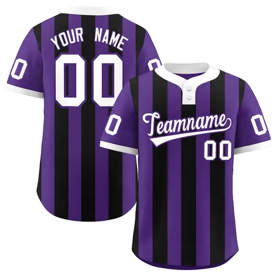 Purple Black Stripe Two-Button Softball Jersey