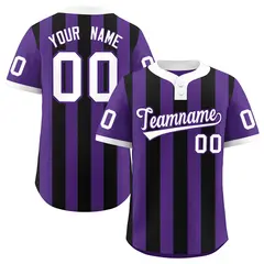 Purple Black Stripe Two-Button Softball Jersey 1