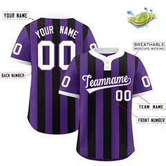 Purple Black Stripe Two-Button Softball Jersey 2