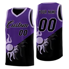 Purple Black Sunburst Two Tone Basketball Jersey 1