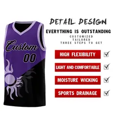 Purple Black Sunburst Two Tone Basketball Jersey 3