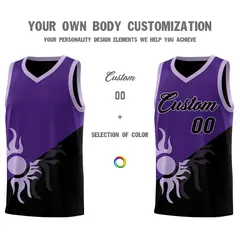 Purple Black Sunburst Two Tone Basketball Jersey 4