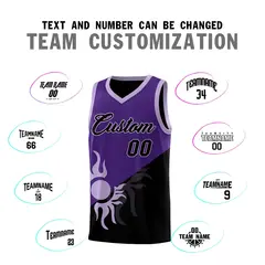 Purple Black Sunburst Two Tone Basketball Jersey 5