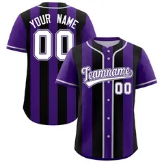 Purple Black Thick Stripe Authentic Baseball Jersey