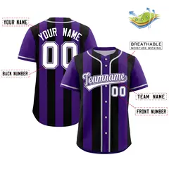 Purple Black Thick Stripe Authentic Baseball Jersey 2