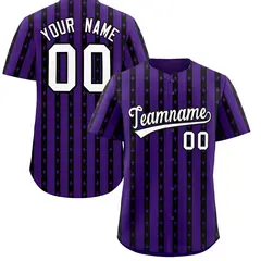Purple Black Thick Stripes Star Pattern Baseball Jersey