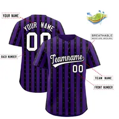Purple Black Thick Stripes Star Pattern Baseball Jersey 2
