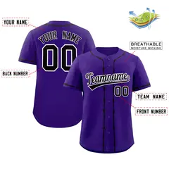 Purple Black Thorns Ribbed Authentic Classic Baseball Jersey 2
