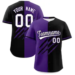 Purple Black Tiger Claw Scratch Split Baseball Jersey 1