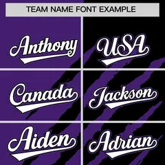Purple Black Tiger Claw Scratch Split Baseball Jersey 3