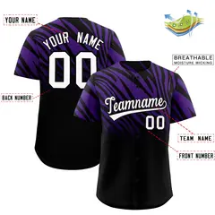 Purple Black Tiger Stripe Gradient Baseball Jersey 2