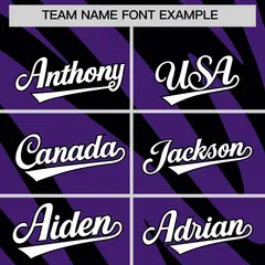 Purple Black Tiger Stripe Gradient Baseball Jersey 3