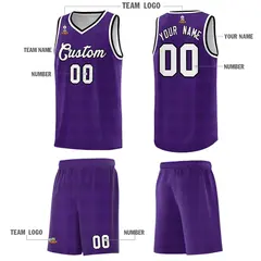 Purple Black Trailblazer Dot Pattern Basketball Jersey 5