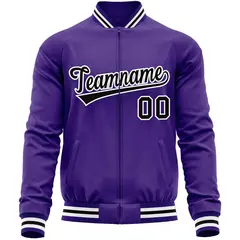 Purple Black Varsity Full-Zip Letterman Baseball Jacket 5
