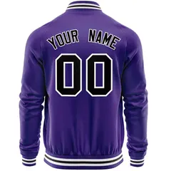 Purple Black Varsity Full-Zip Letterman Baseball Jacket 6