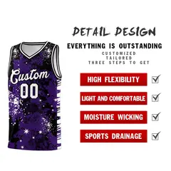 Purple Black Vice Burst Graffiti Stretch Basketball Jersey 2
